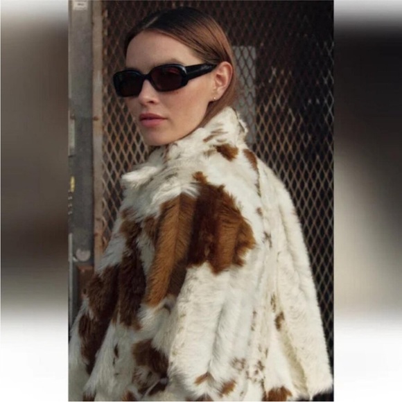 ZARA FAUX FUR ANIMAL PRINT JACKET - Picture 9 of 11